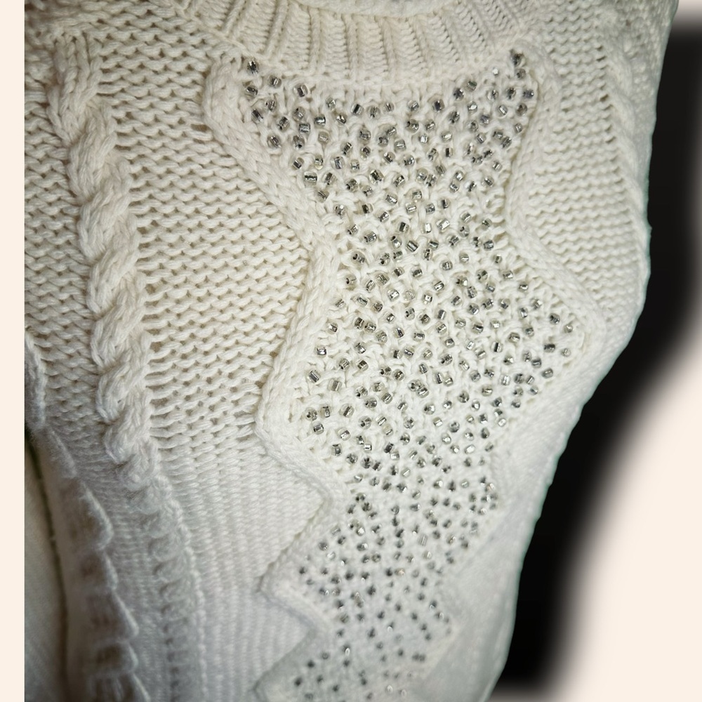 J. Crew Factory ‘Merino Wool Blend Silver Bead Embellished Cable Knit Sweater’ S - Picture 14 of 14